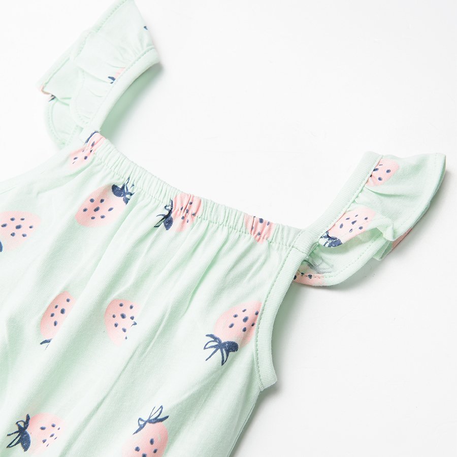Sleeveless jumpsuit with shorts and strawberries print