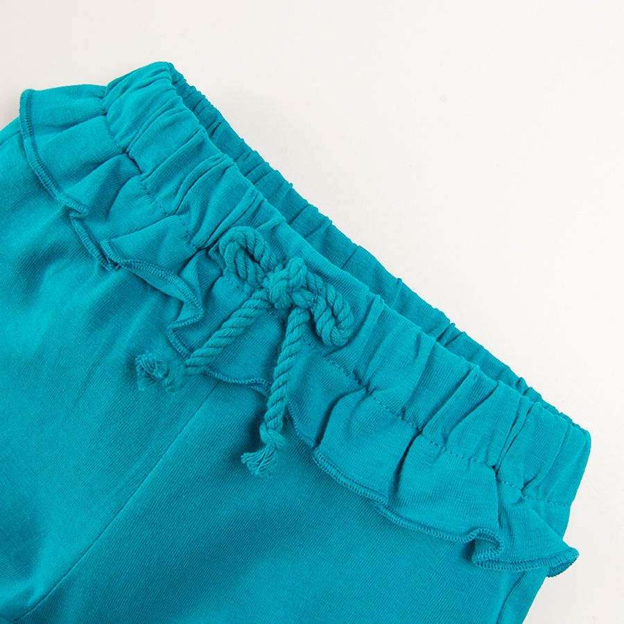 Turquoise shorts with cord and ruffle