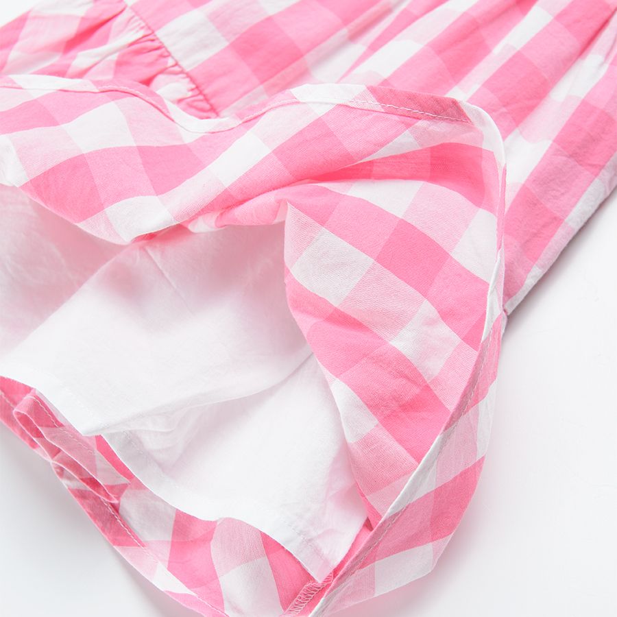 White and pink checked sleeveless summer dress