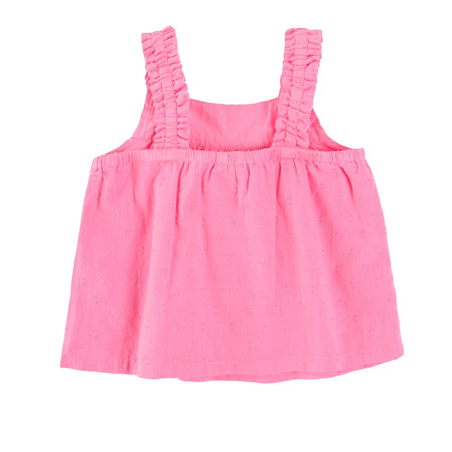 Pink sleeveless top and shorts with ruffles set