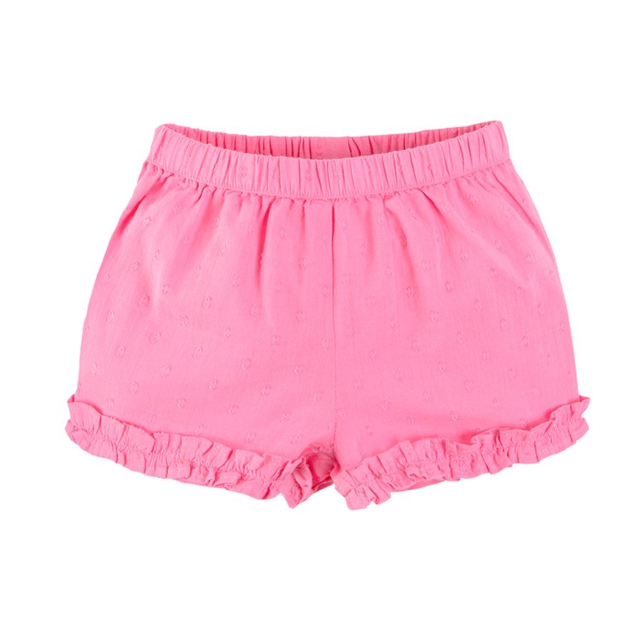 Pink sleeveless top and shorts with ruffles set