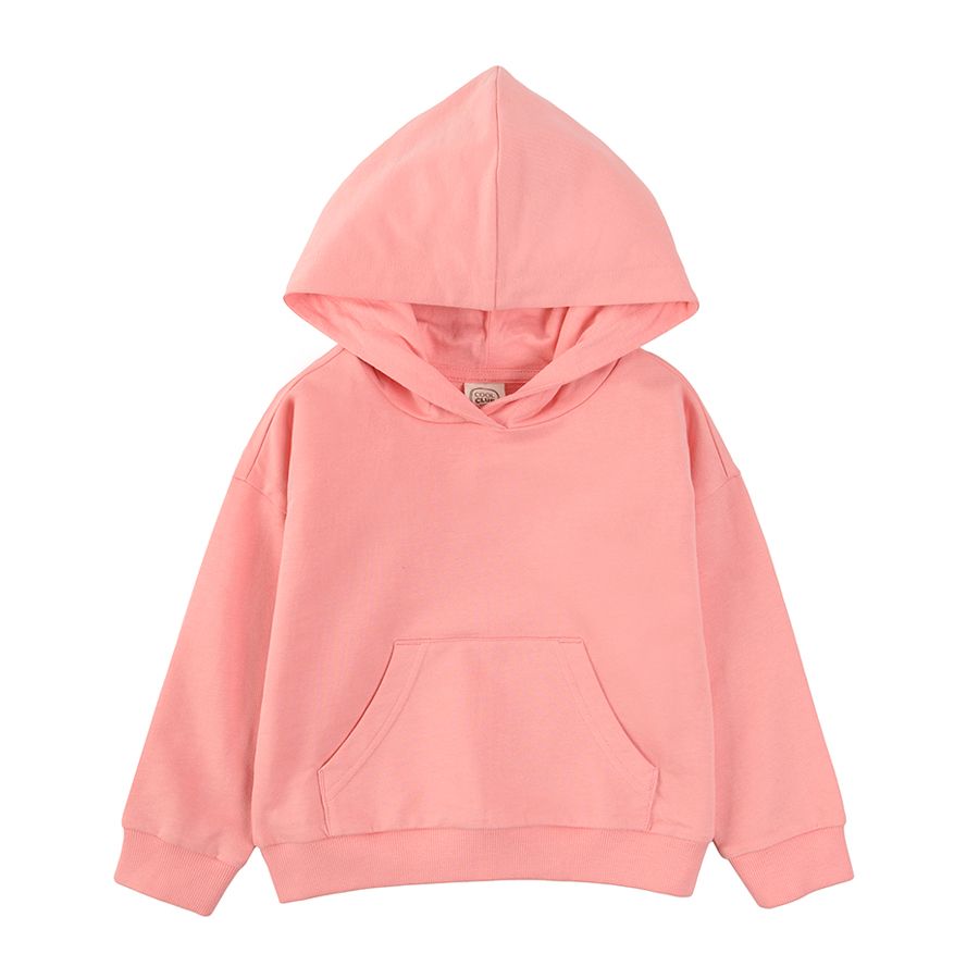 Pink hooded sweatshirt with pocket