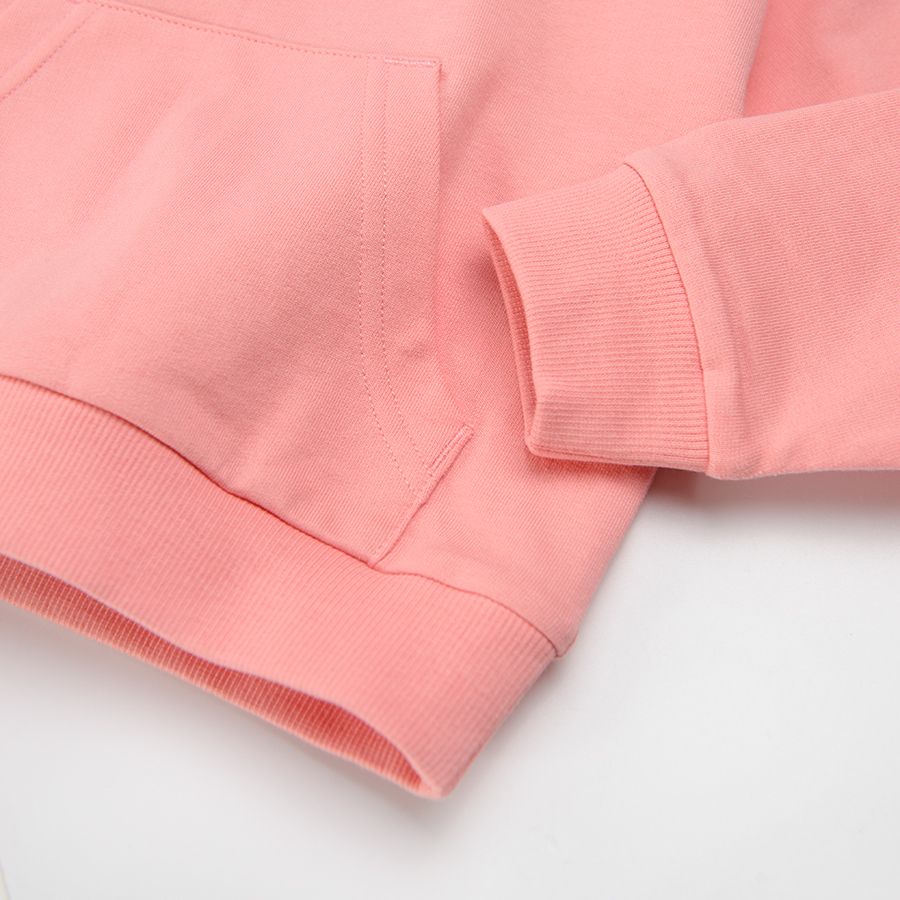 Pink hooded sweatshirt with pocket