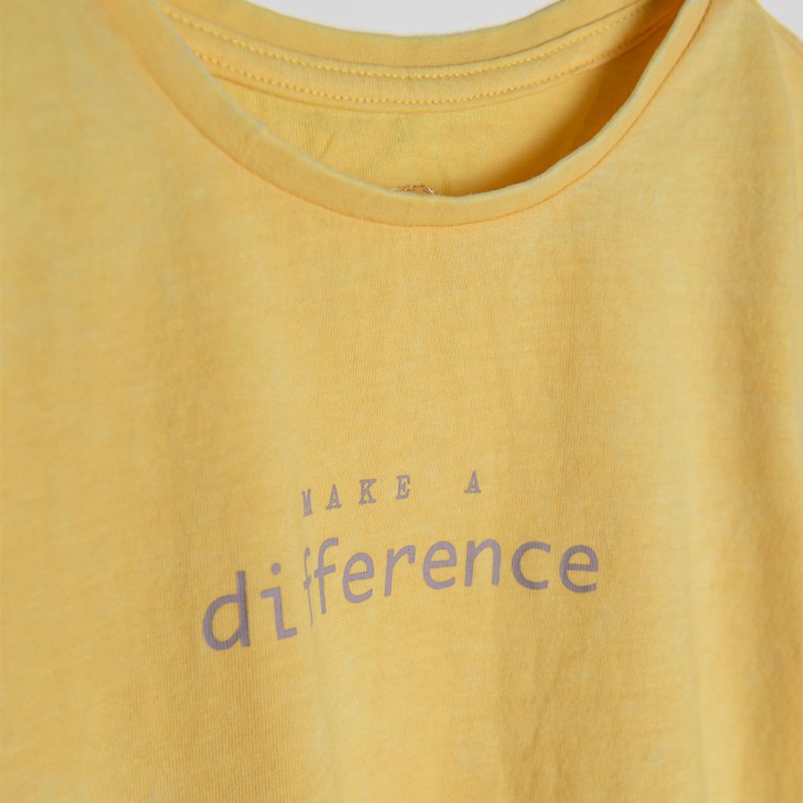 Μπλούζα κοντομάνικη κίτρινη με στάμπα make a difference