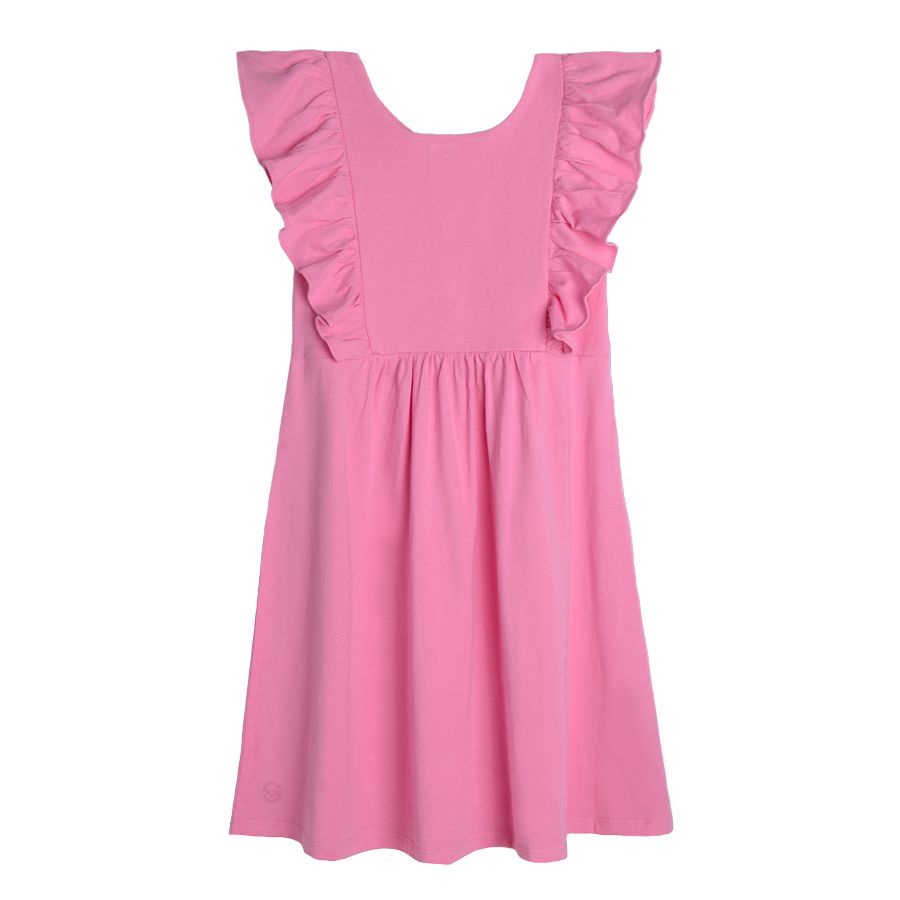 Pink sleeveless dress with ruffles