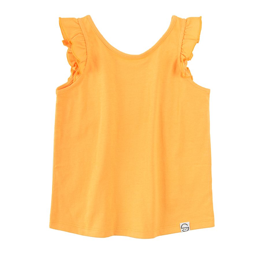 Yellow sleeveless blouse with ruffle