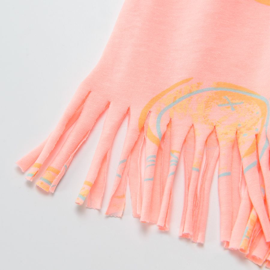 Short sleeve blouse with lemon and fringe