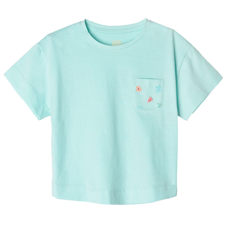 White and blue short sleeve blouses with summer prints 2-pack