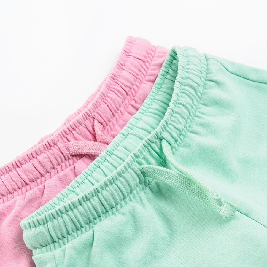 Green and pink shorts with cord 2-pack