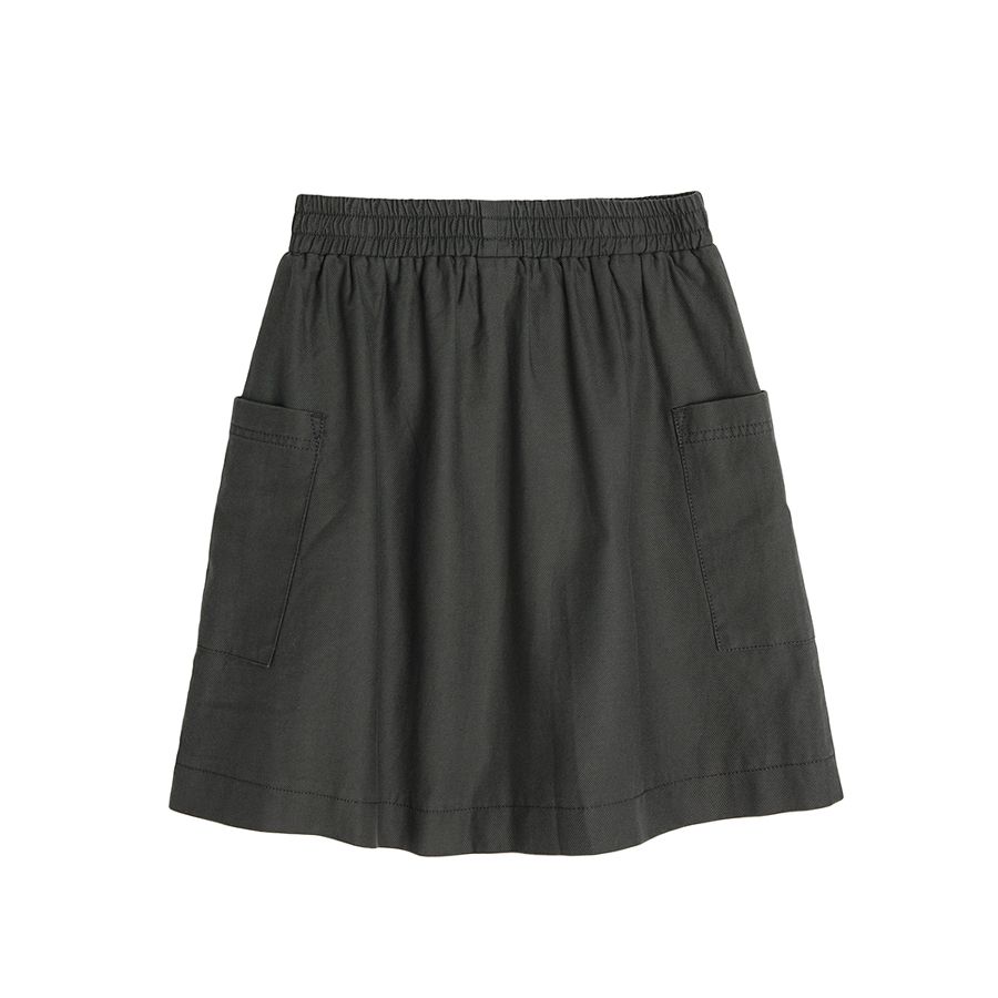 Anthracite skirt with elastic waist and pockets