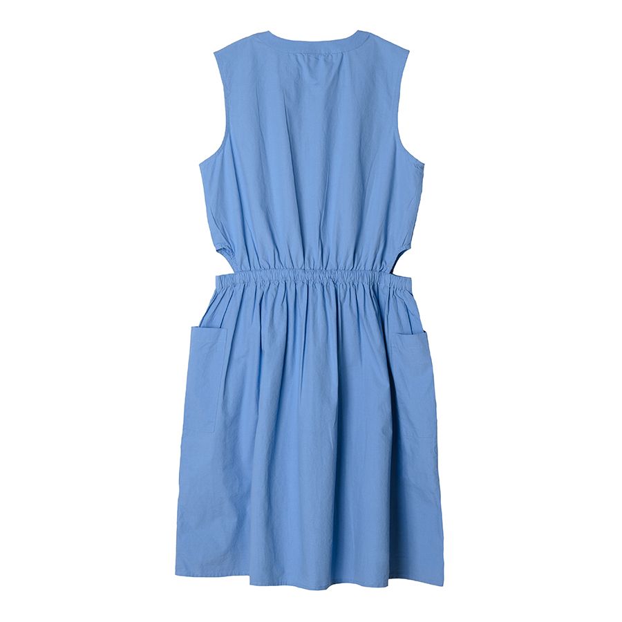 Blue sleeveless dress with cutouts