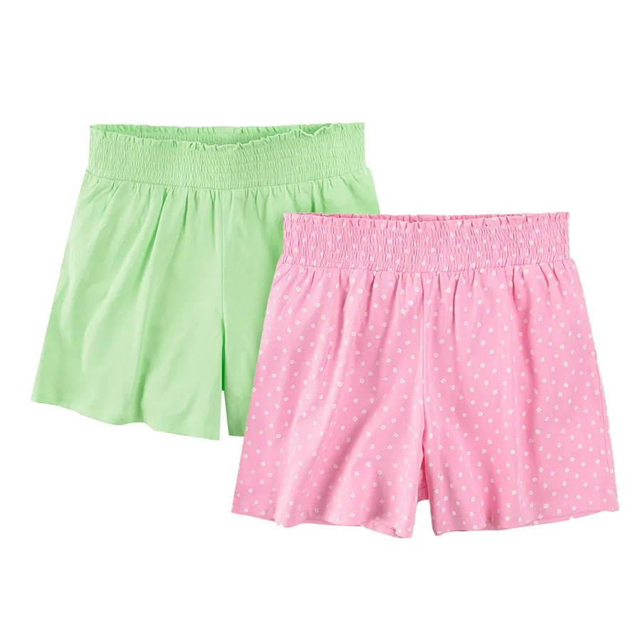 Green and pink polka dot shorts 2-pack