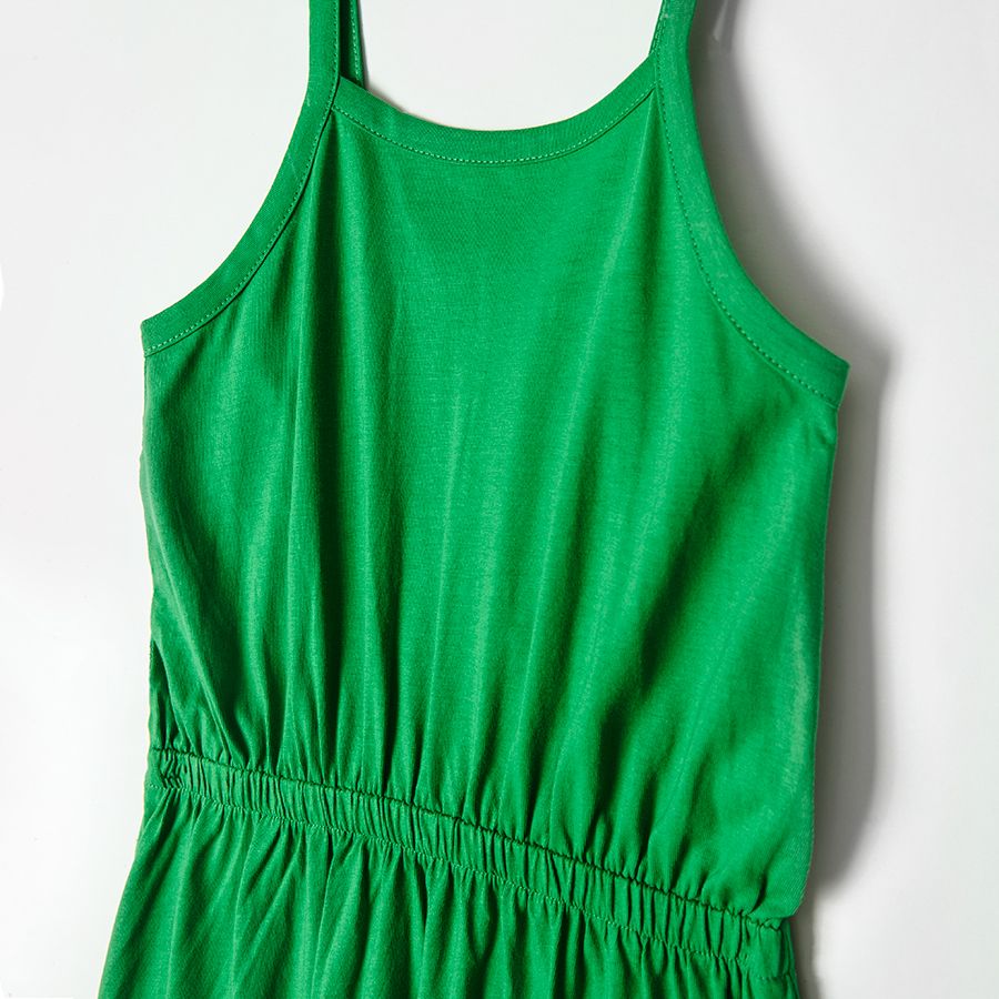 Φόρεμα αμάνικο με τιράντες πράσινο maxi