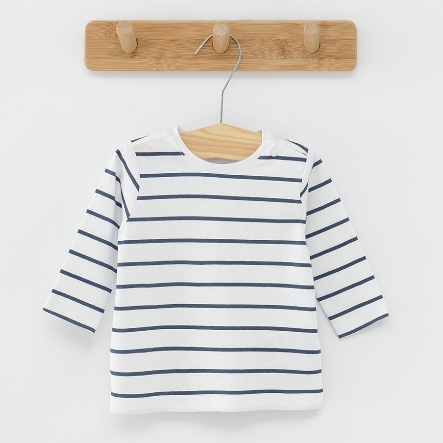 Polka dot striped and monochrome cest la vie long sleeve blouses 3 pack