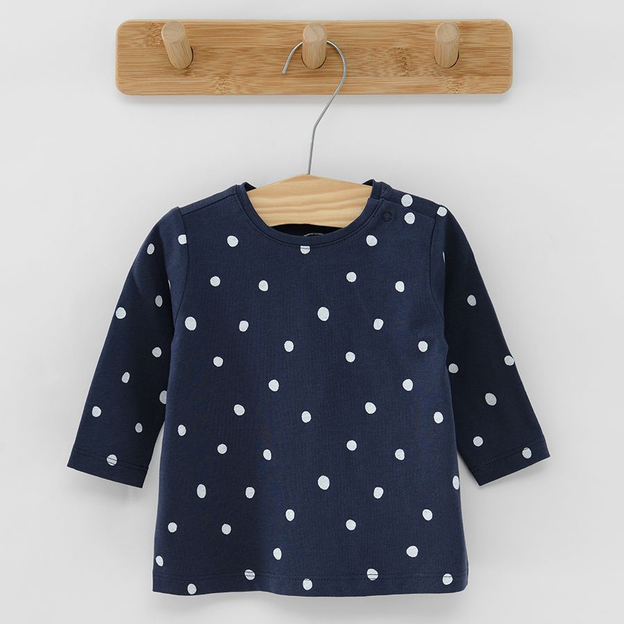 Polka dot striped and monochrome cest la vie long sleeve blouses 3 pack