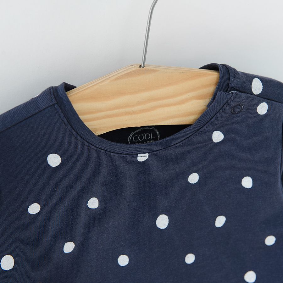 Polka dot striped and monochrome cest la vie long sleeve blouses 3 pack