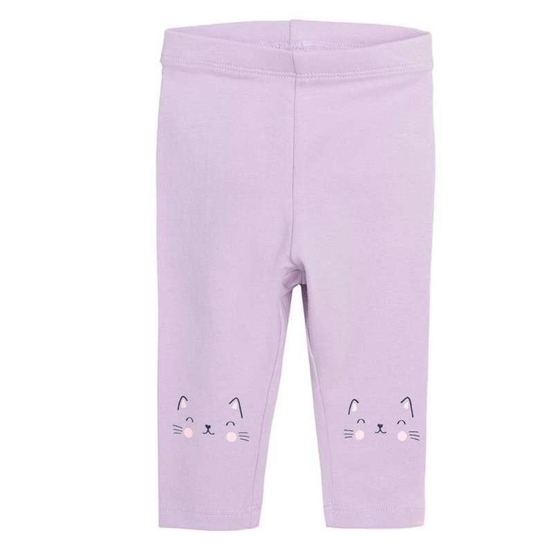 Blue white with floral and purple with cat print leggings 3 pack