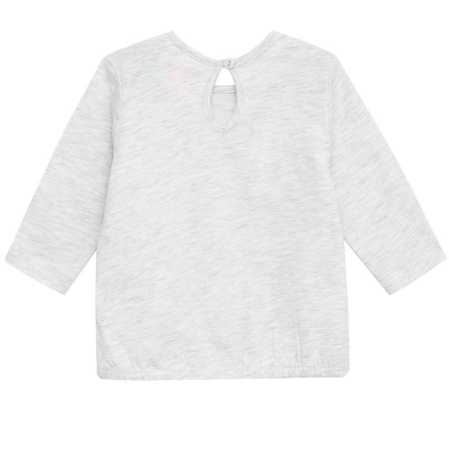 Grey long sleeve blouse with a cloud embroidered
