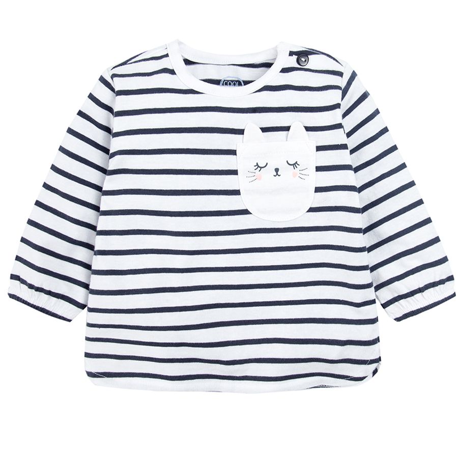 Cream long sleeve stipes blouse