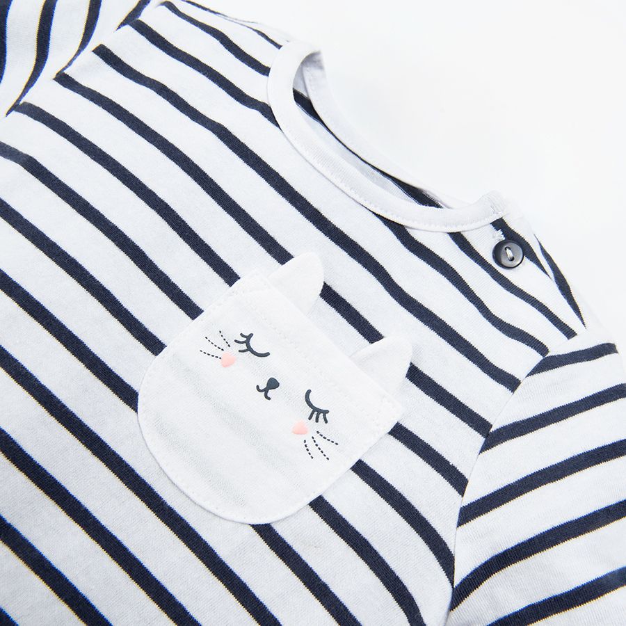 Cream long sleeve stipes blouse