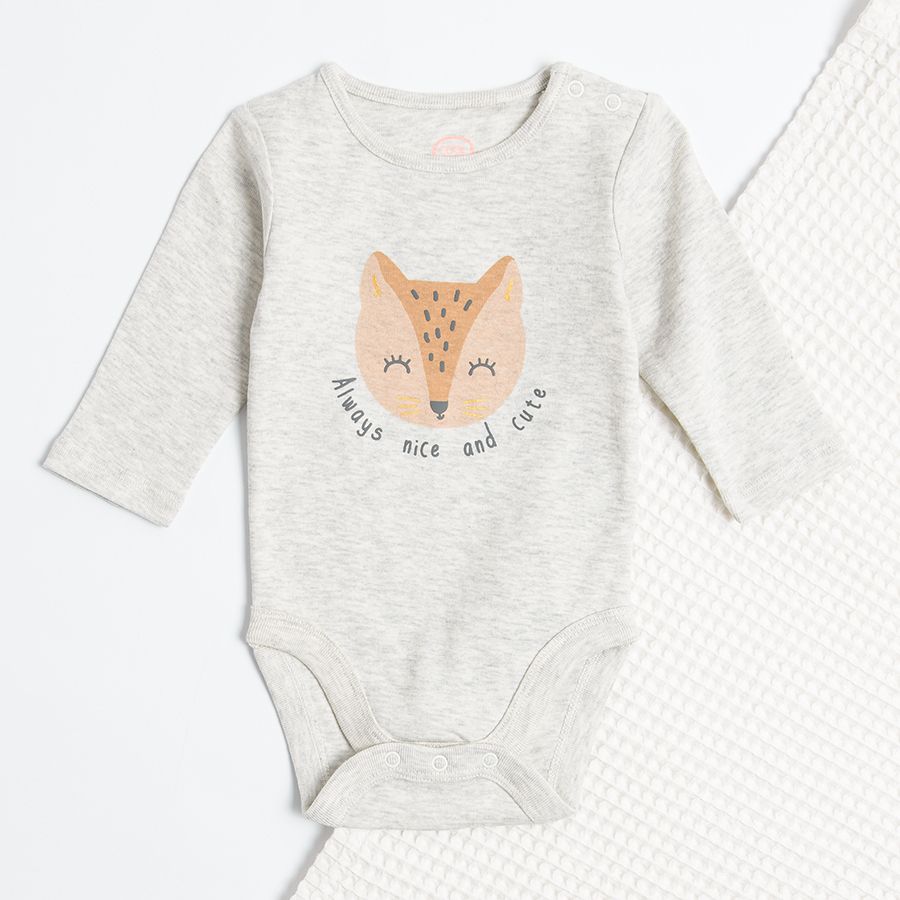 Cream with flox print and brown with leopard print long sleeve bodysuits 2 pack