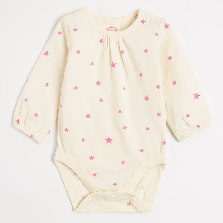 White and blue with stars long sleeve bodysuits 2 pack