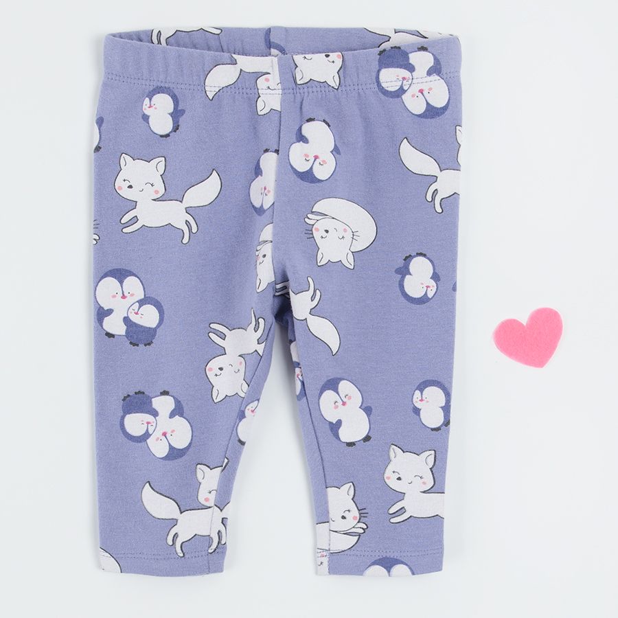 Pink and purple with animals print jeggings 2 pack