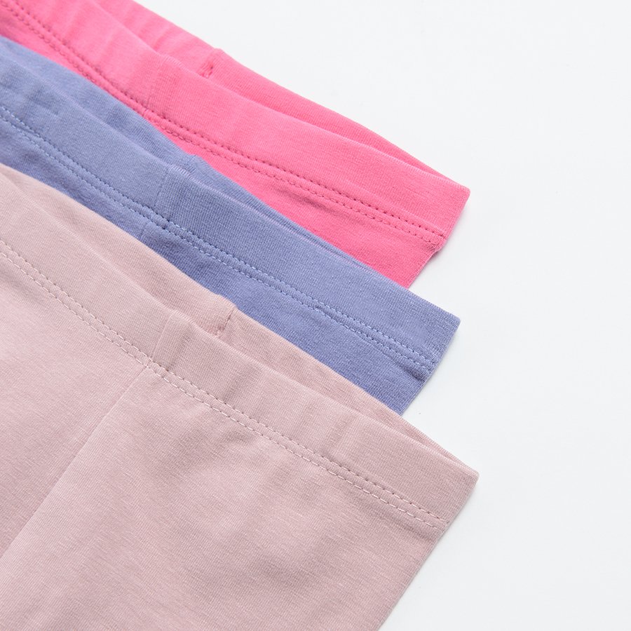Pink dusty pink and purple with penguin print leggings 3 pack