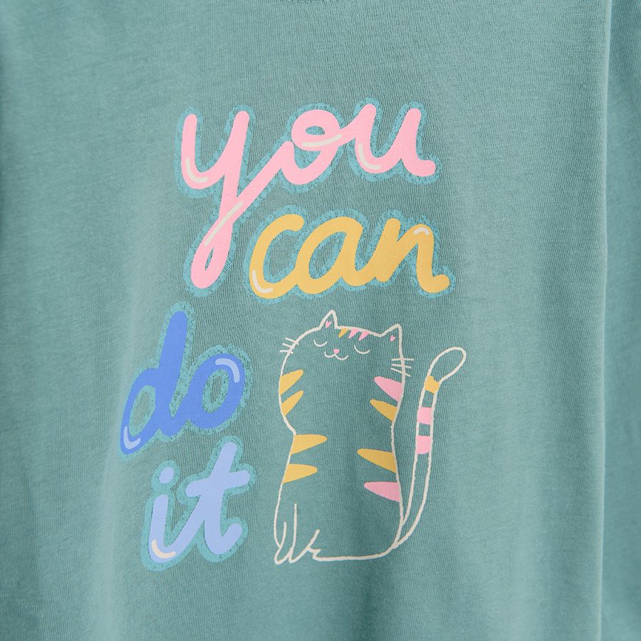 Μπλούζα μακρυμάνικη πράσινη με στάμπα "you can do it"