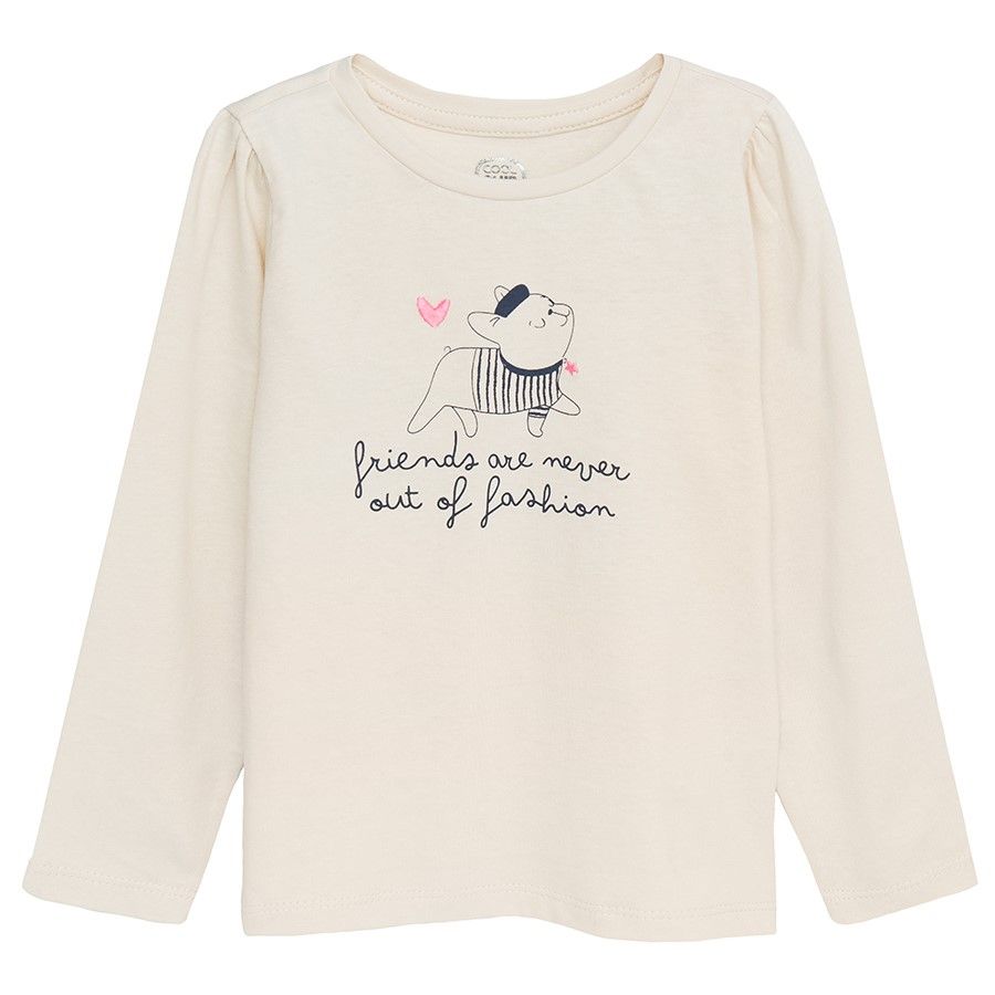 Blue polka dot light blue and cream with various animals print long sleeve blouses 3 pack