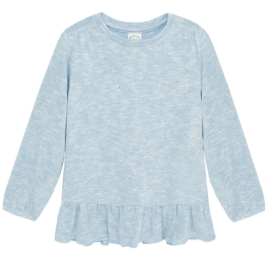 Blue melange long sleeve blouse