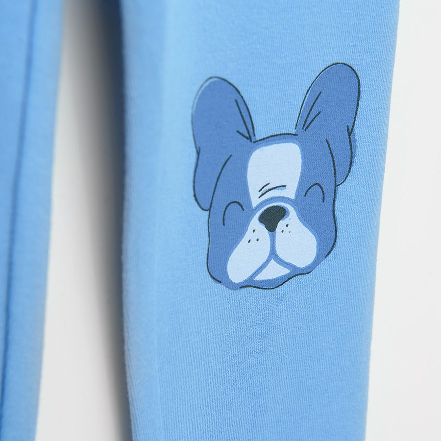 Grey blue and light blue leggings with dog prints 3 pack