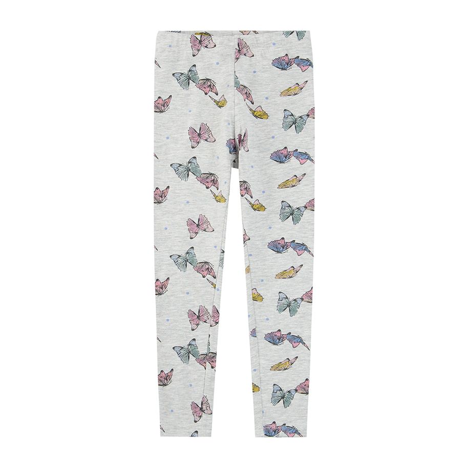 Green and grey with butterflies pring leggings 2 pack