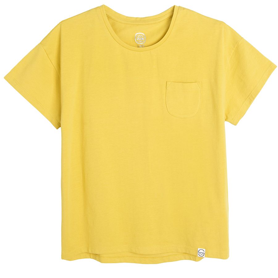 Μπλούζα κοντομάνικη κίτρινη με τσεπάκι
