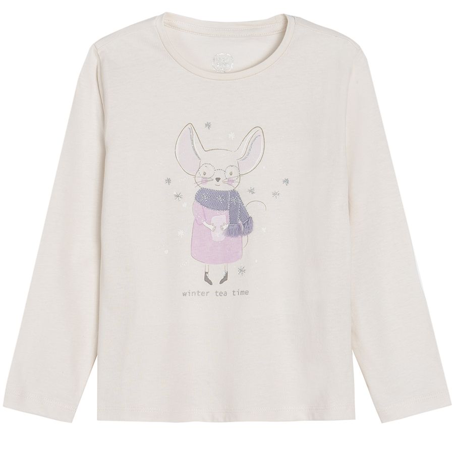 Beige long sleeve blouse