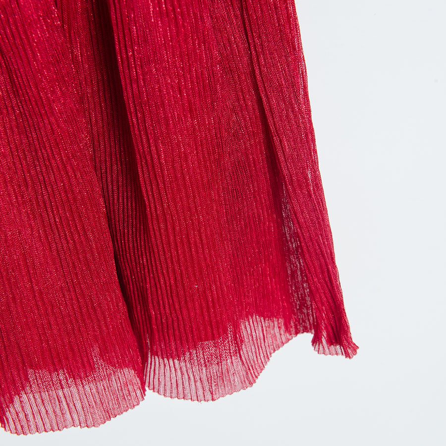 Red dress pleated skirt