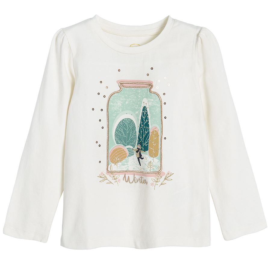 Cream long sleeve blouse