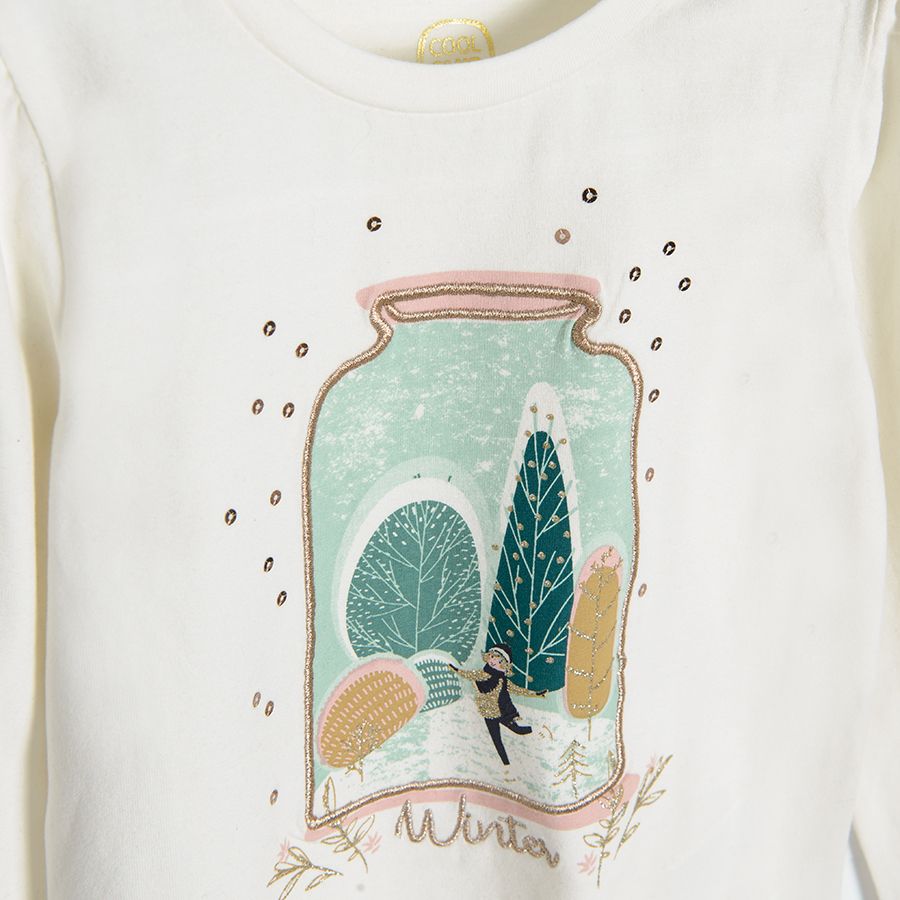 Cream long sleeve blouse