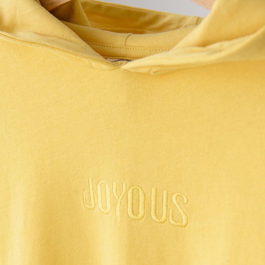 Yellow hooded with JOYOUS embroidered sweatshirt