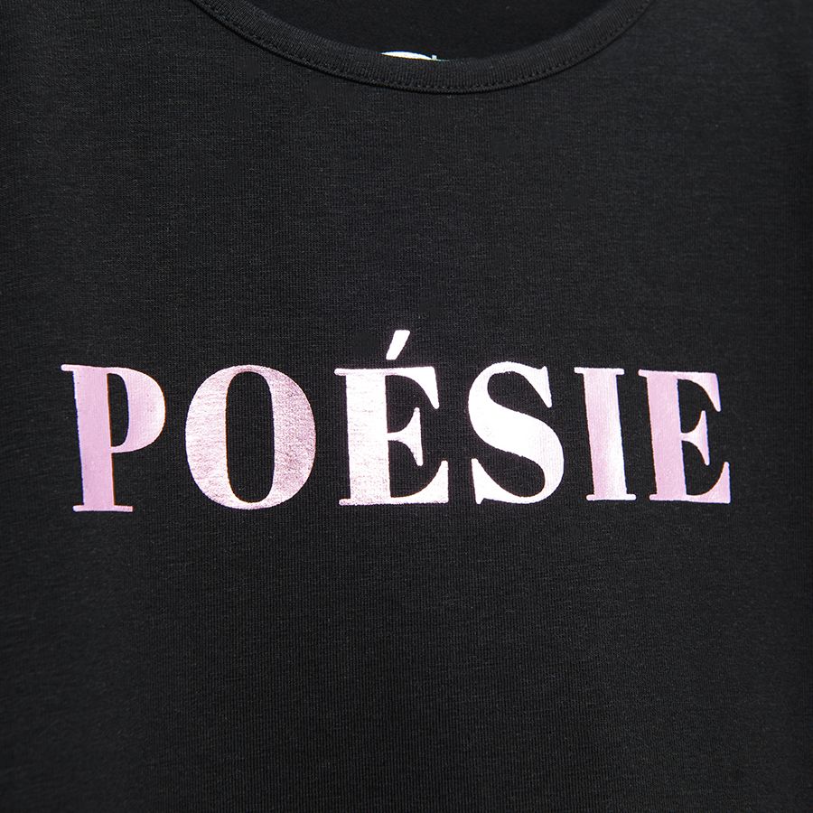 Φόρεμα μακρυμάνικο μαύρο με στάμπα "POESIE"