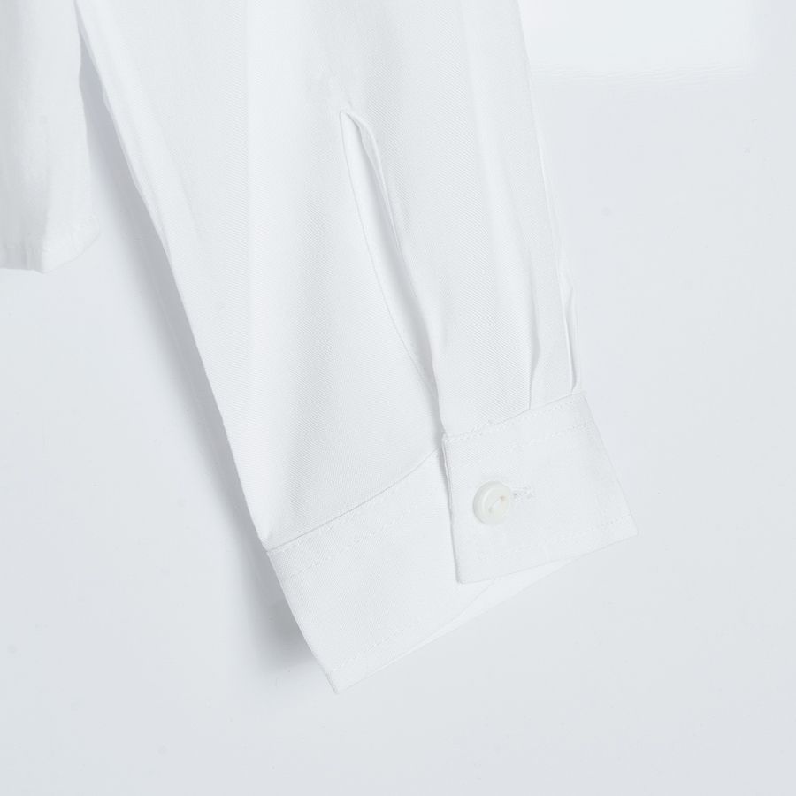 Πουκάμισο μακρυμάνικο λευκό με κουμπιά, τσέπες και δέσιμο στο τελείωμα