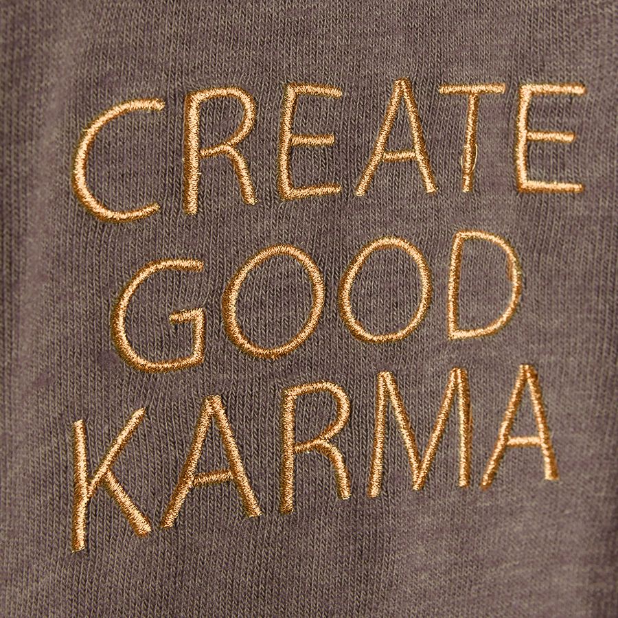 Φούτερ μακρυμάνικο καφέ με στάμπα Create good karma
