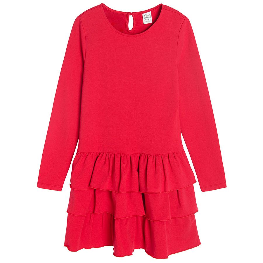 Red ruffle skirt party dress