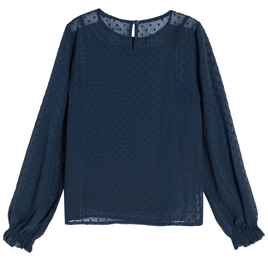 Navy blue party long sleeve blouse