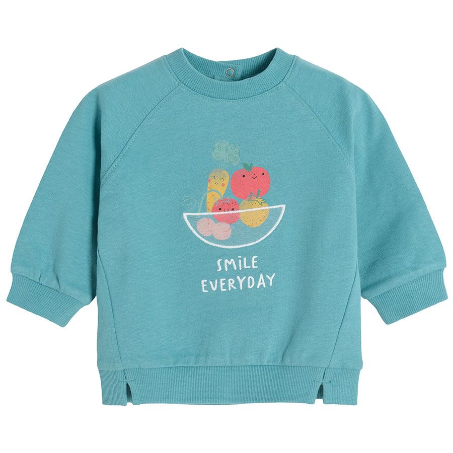 Φούτερ πράσινο με στάμπα λαχανικά Smile everyday