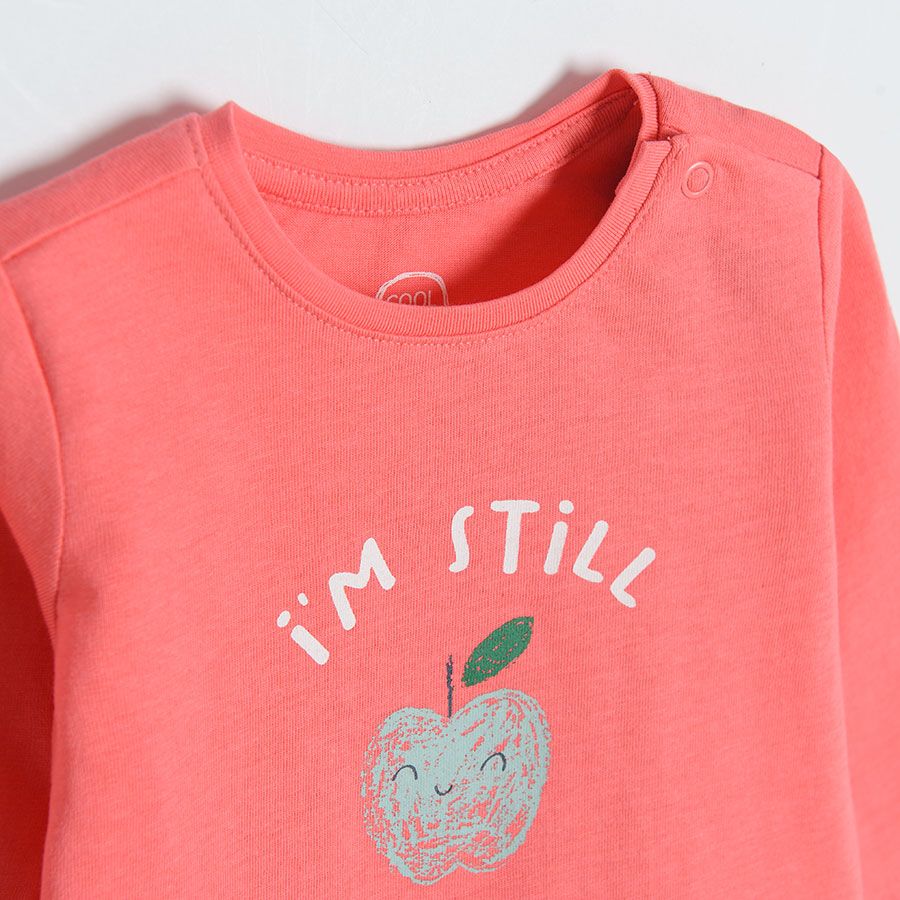Pink long sleeve t-shirt with apple print