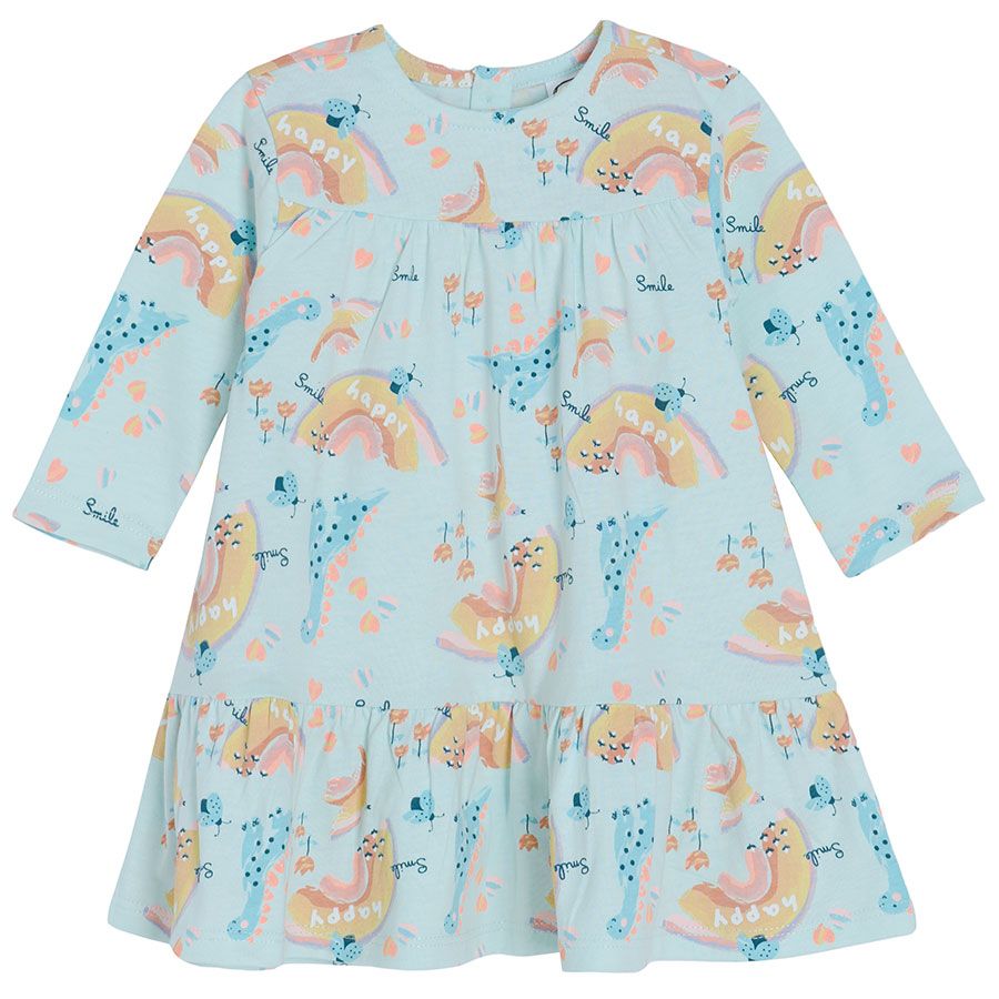Light green casual dress with pastel prints