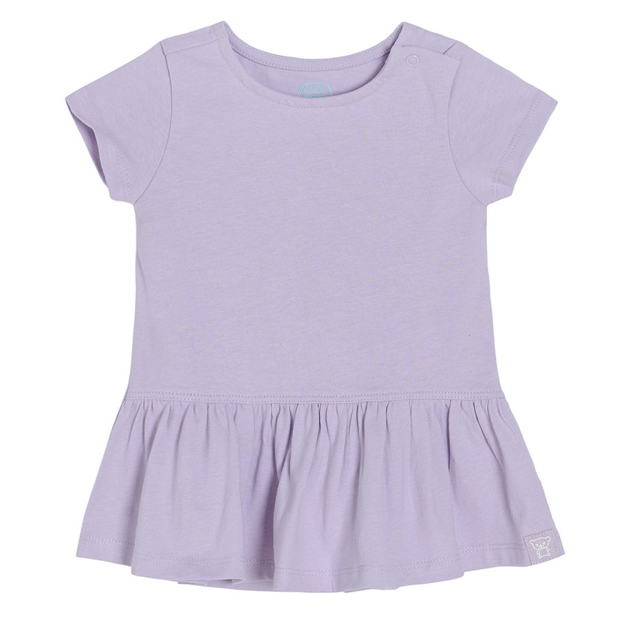 Light violet short sleeve dress with poppers on the shoulder