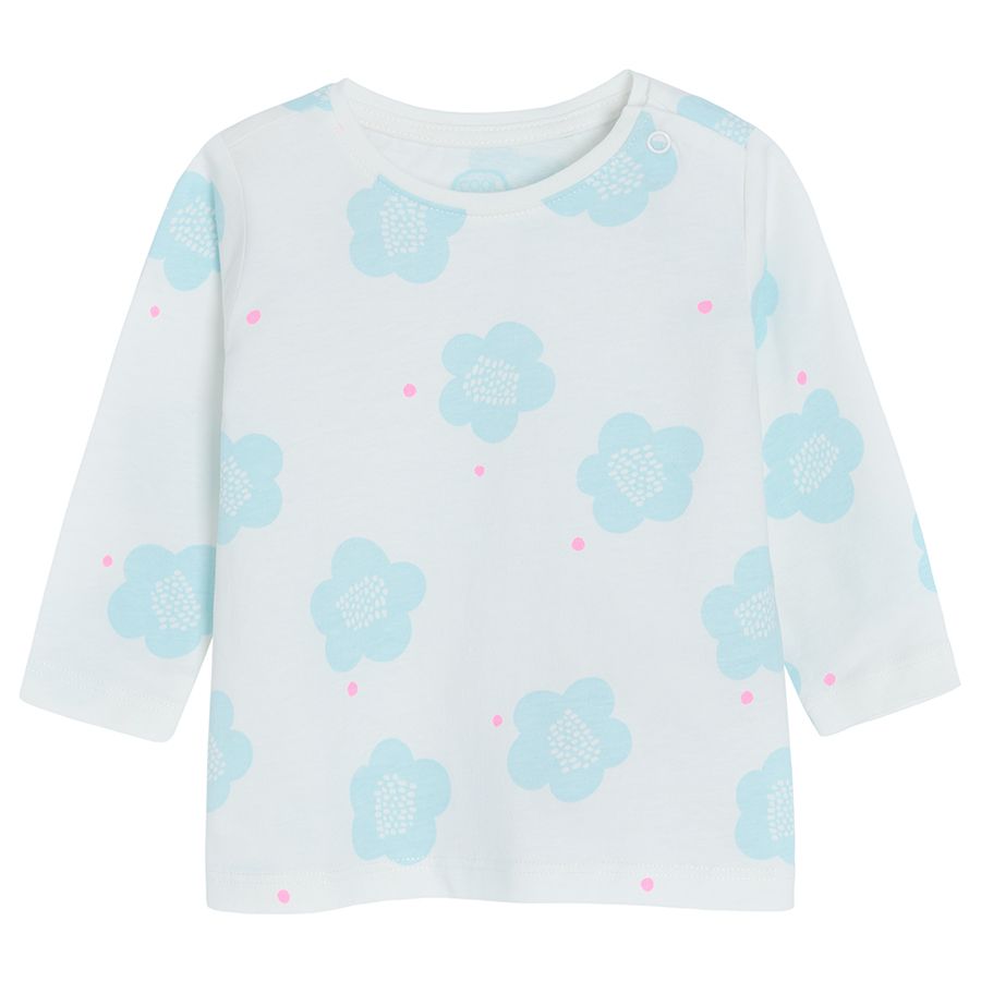White long sleeve  with flower print.