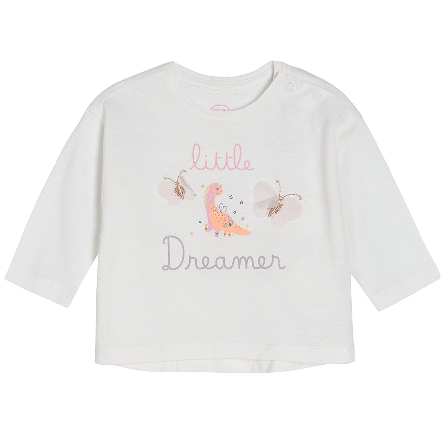 Cream long sleeve T-shirt with Little Dreamer print